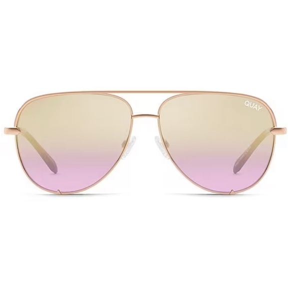 QUAY High Key Sunglasses Rose Gold Frames Gold Lavender Gradient Lens XL NWT - Picture 1 of 8